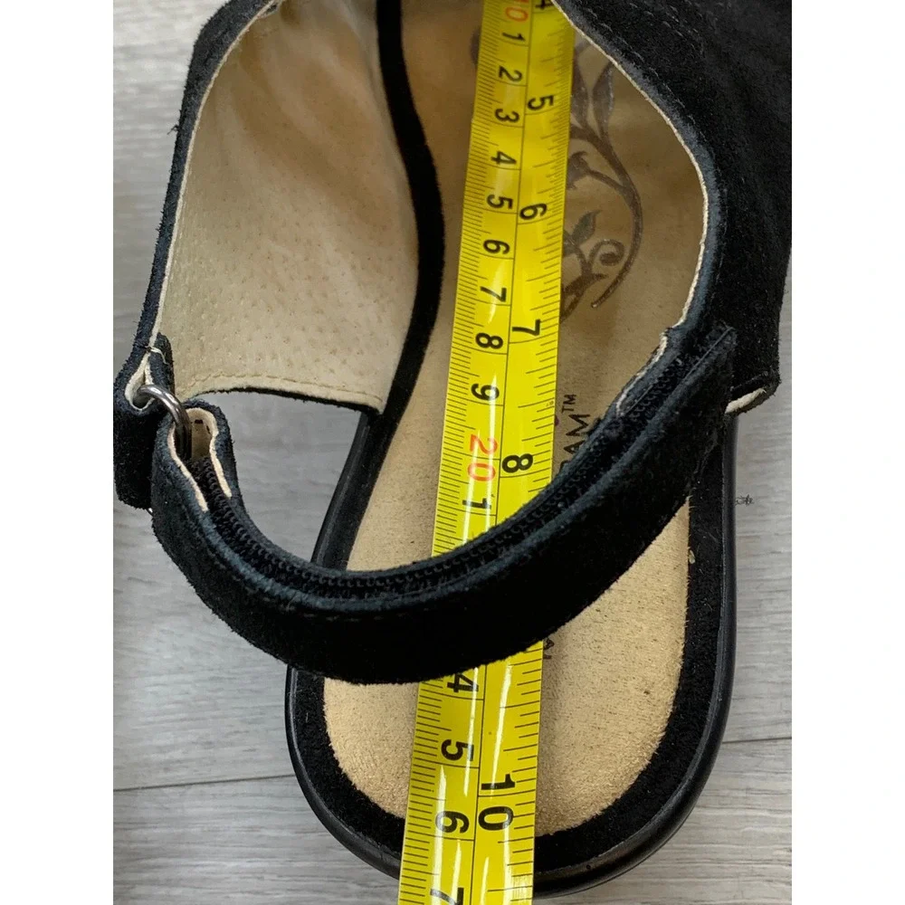 Skechers Women's Sandals Black Leather Caged Wedge Peep Toe 9 Comfort Shoes